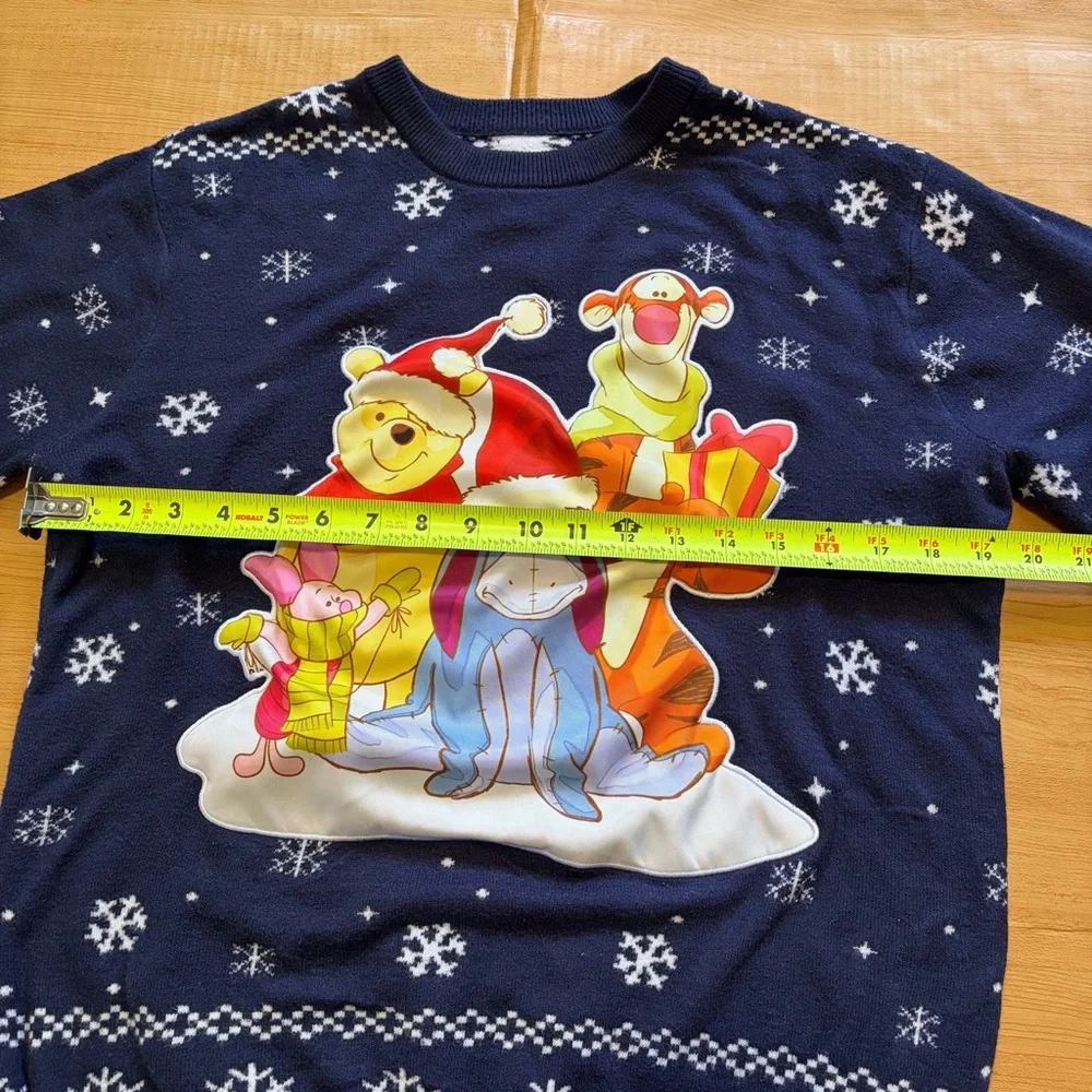 Boxlunch Winnie the Pooh Navy Blue Sweater with Snowflake Design - Picture 3 of 6